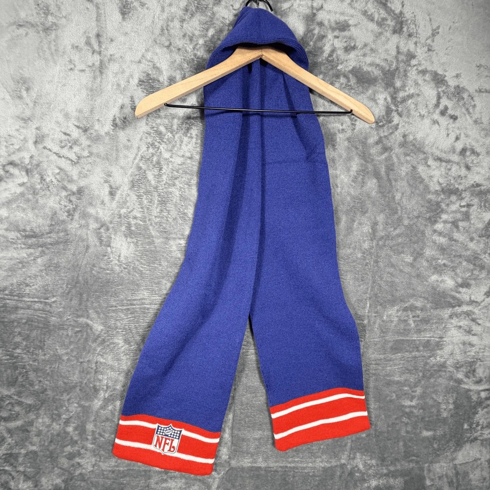 NFL Hooded Scarf‎ Unisex OSFM Blue Red White Striped Winter Knit Football Fan